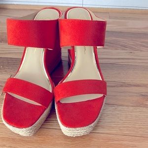 Jessica Simpson orange wedge heels.